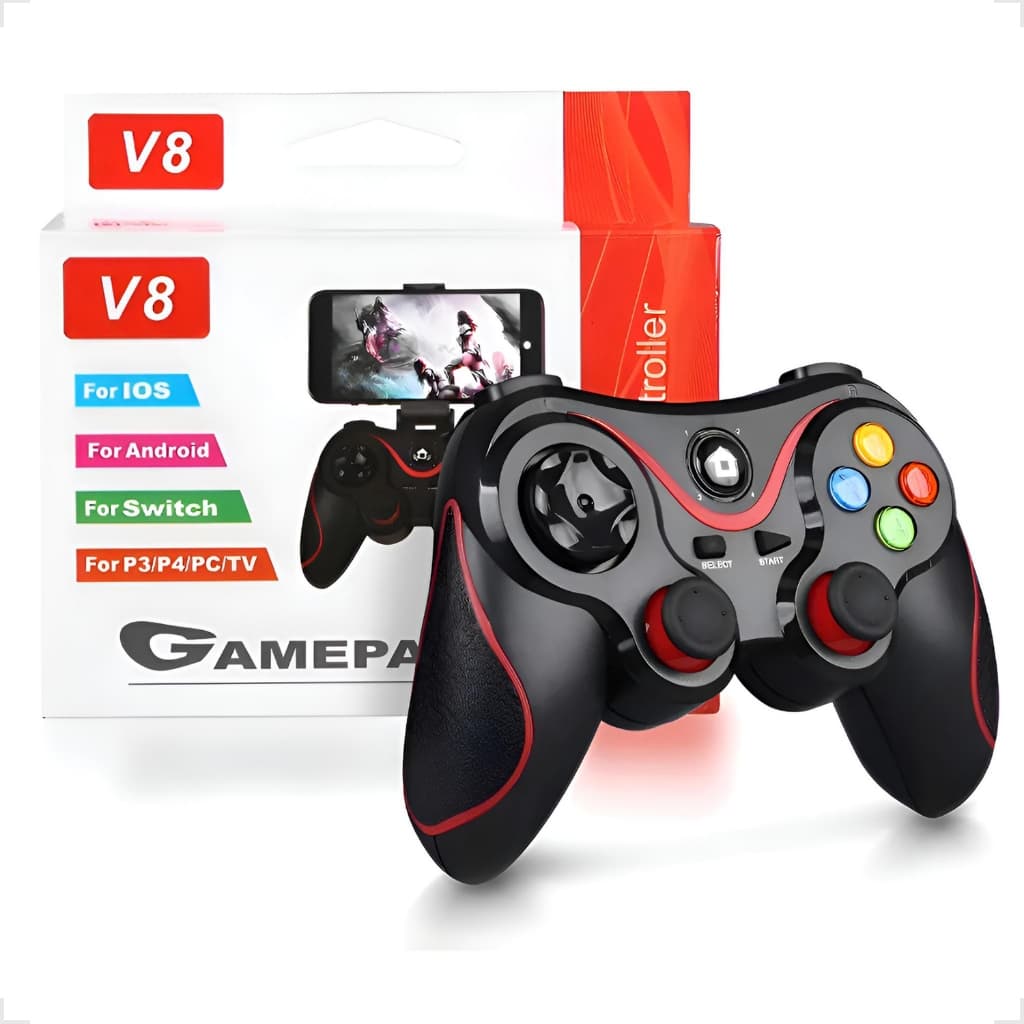 Controle Joystick Gamepad V8 Sem Fio Bluetooth 2.4g Android Ios Pc Celular
