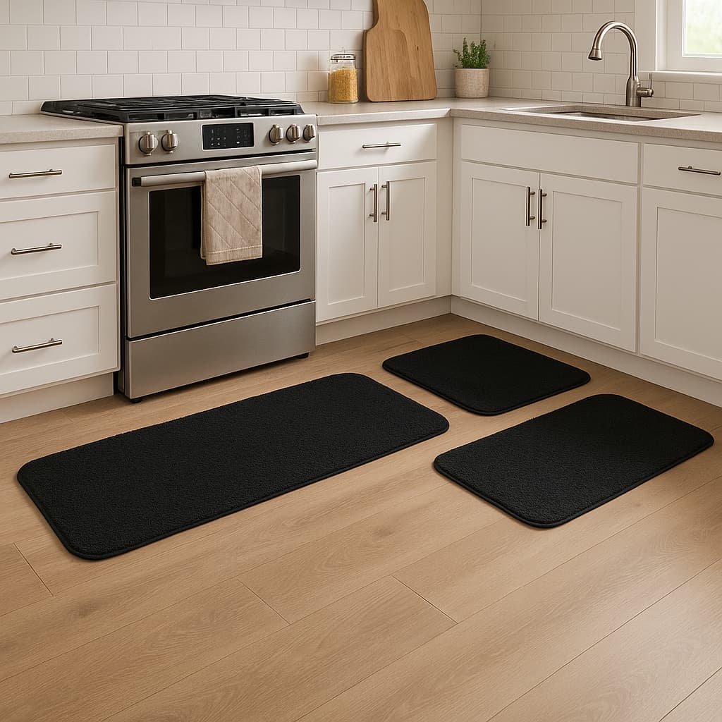 Kit Jogo de Tapete de Cozinha Algodão 3 Peças Pelo Baixo