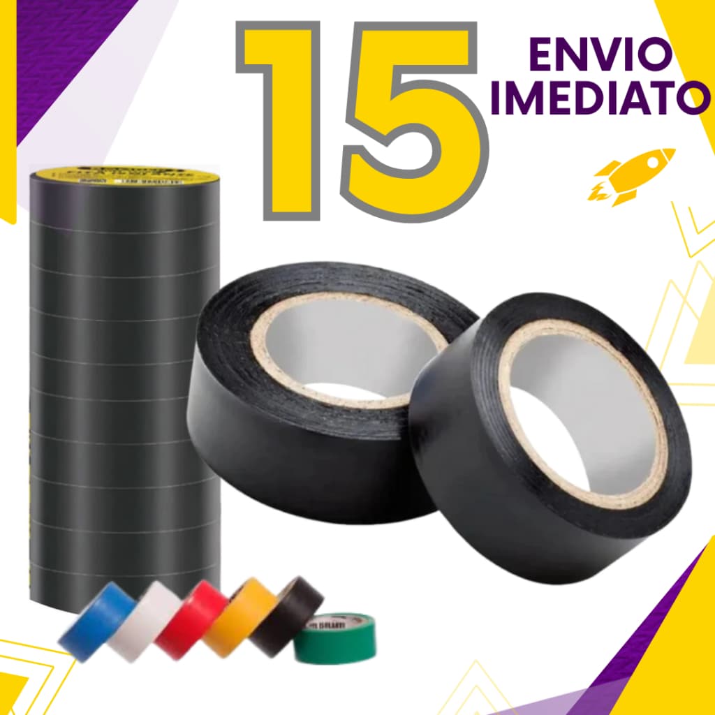 Kit 15, 12 ou 8 un - Fita Isolante AntiChama Preto Vermelho Azul Amarelo Verde Branco Fio Isolamento