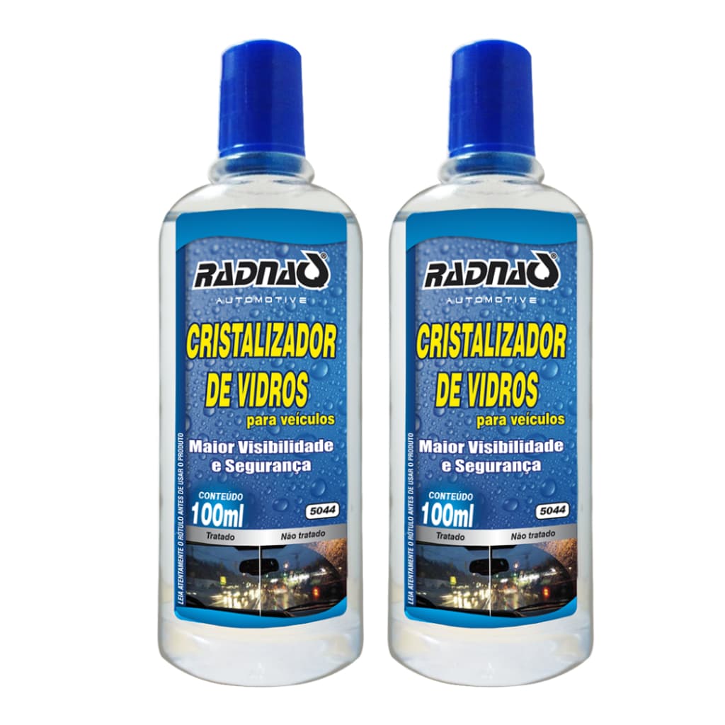 Kit Com 2 Cristalizador De Vidros Radnaq Visibilidade 100 ml Repelente Água Chuva Viseiras Capacete