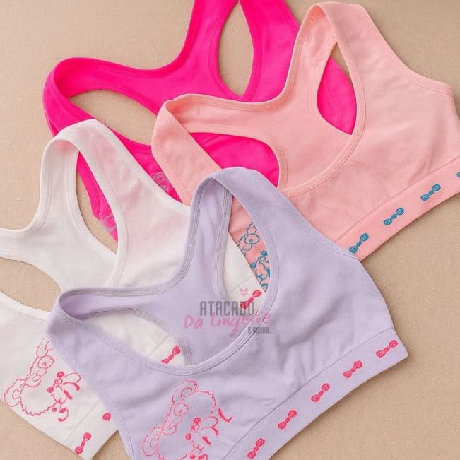 Kit 2 Top Infantil Juvenil Menina Moça Nadador Alça Grossa Confortável Sem Bojo