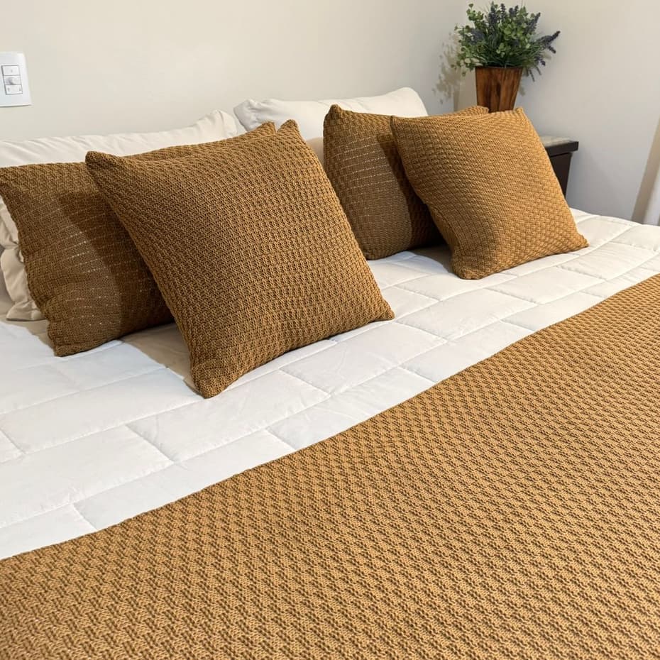 Peseira 180x60cm Manta Trança Tricot Cama Casal Link Sofá Cama Luxo