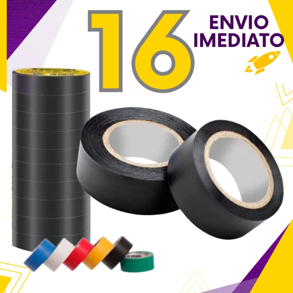 Kit 3 a 16 un - Fita Isolante AntiChama Preto Vermelho Azul Amarelo Verde Branco Fio Isolamento