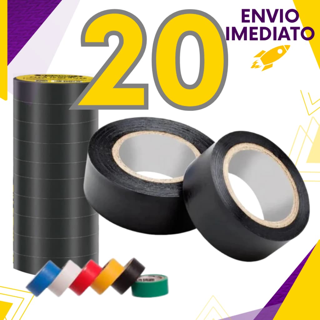 Kit 20, 10 ou 8 un - Fita Isolante AntiChama Preto Vermelho Azul Amarelo Verde Branco Fio Isolamento