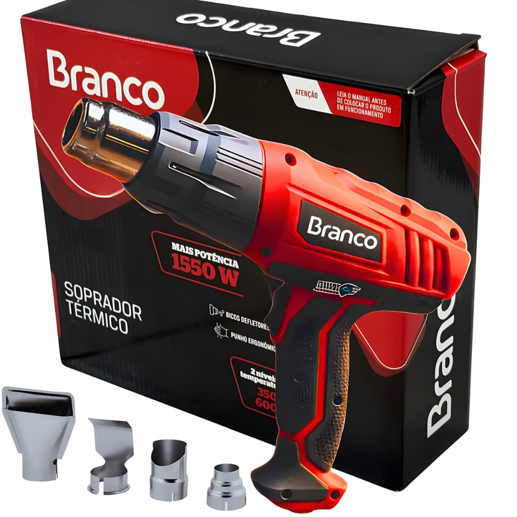 Soprador Térmico Pistola 1550w Ar Quente 2 temperaturas 350° e 600°c - BRANCO