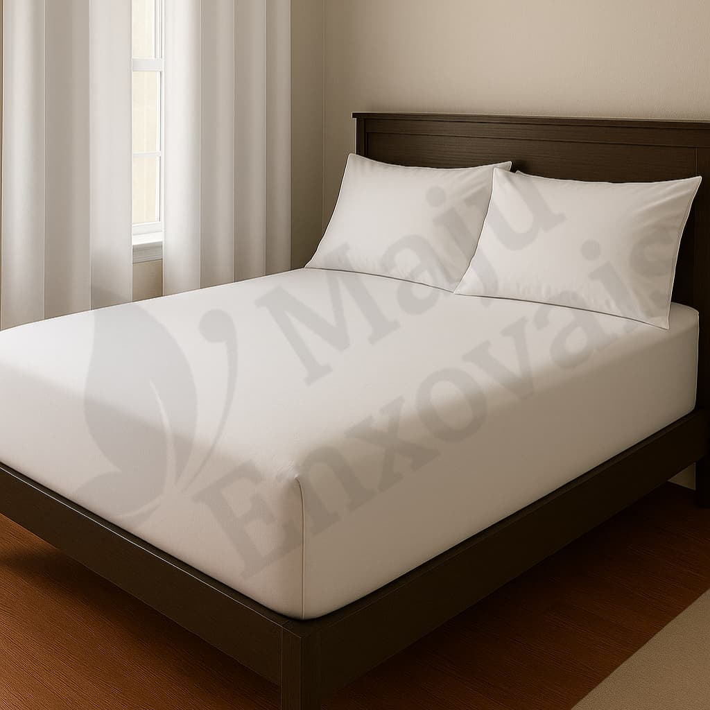 Jogo de Cama Casal + Par de Cortinas com Ilhós – Kit Completo Quarto Casal MAJU Enxovais