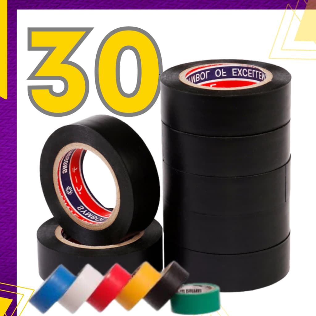Kit 3 a 30 un - Fita Isolante AntiChama Preto Vermelho Azul Amarelo Verde Branco Fio Isolamento