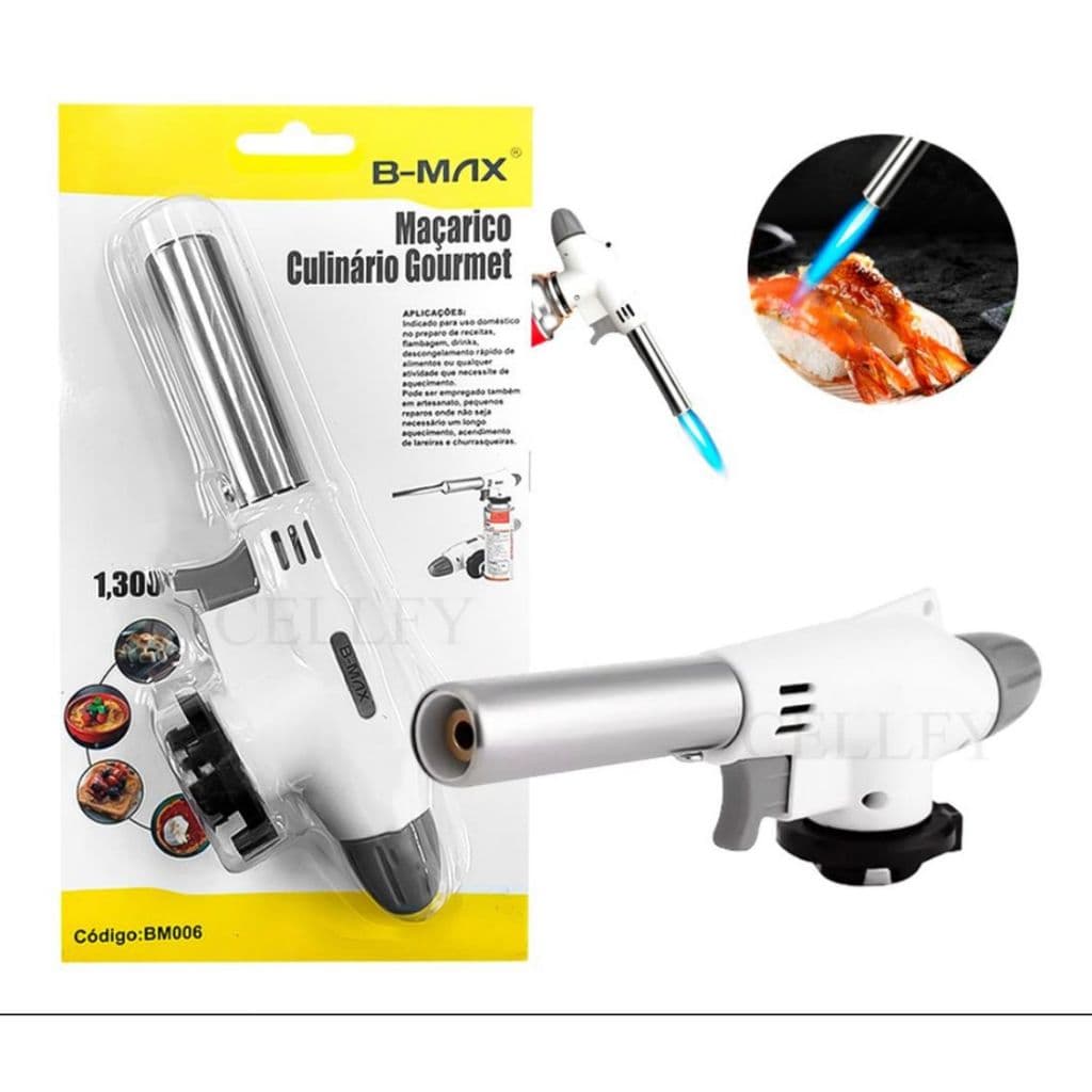 Maçarico B-max Culinário Portátil Gourmet Regulável Bm006 Branco