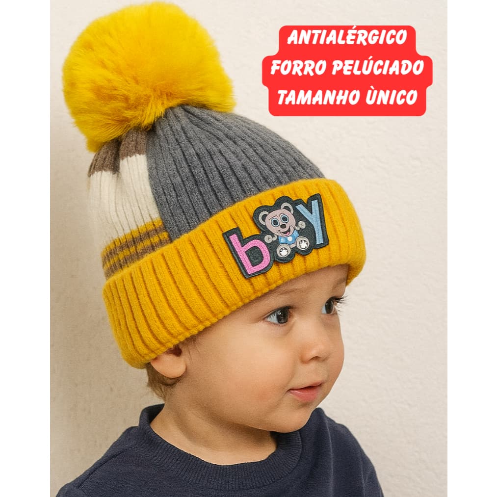 Touca Infantil Bebê Forrada Inverno | Tamanho Único | Protege Orelhas | Antialérgico