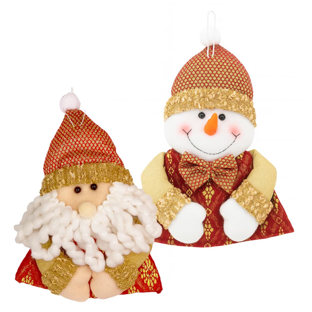 Enfeite Decoração Árvore de Natal P/ Pendurar, Papai Noel/Boneco de Neve, 26cm