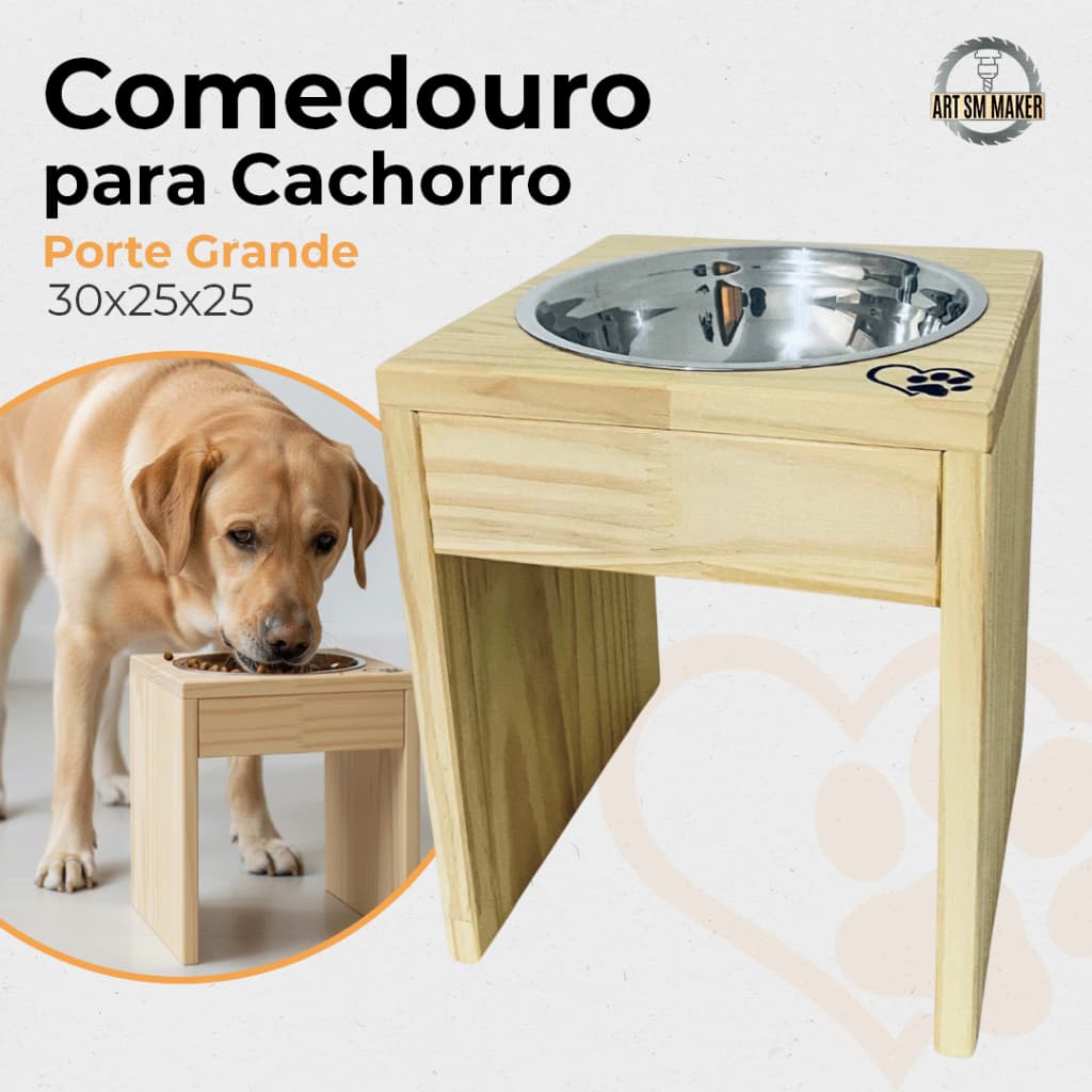 Comedouro Alimentador Único Cachorro Porte Grande 30 Cm Altura