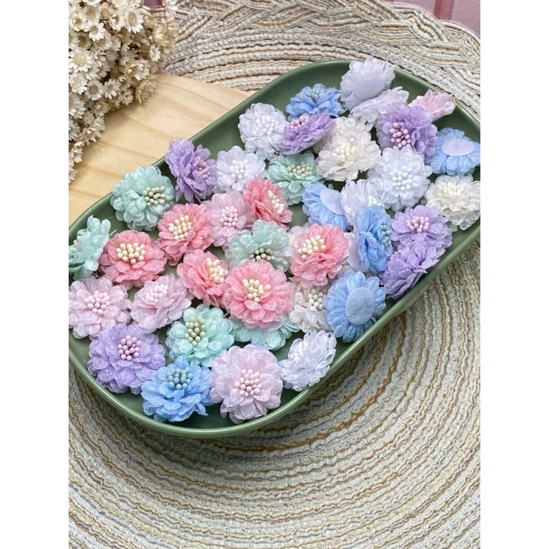 Flor Mini Pistilo Luxo  para artesanato e laços 10 unidades