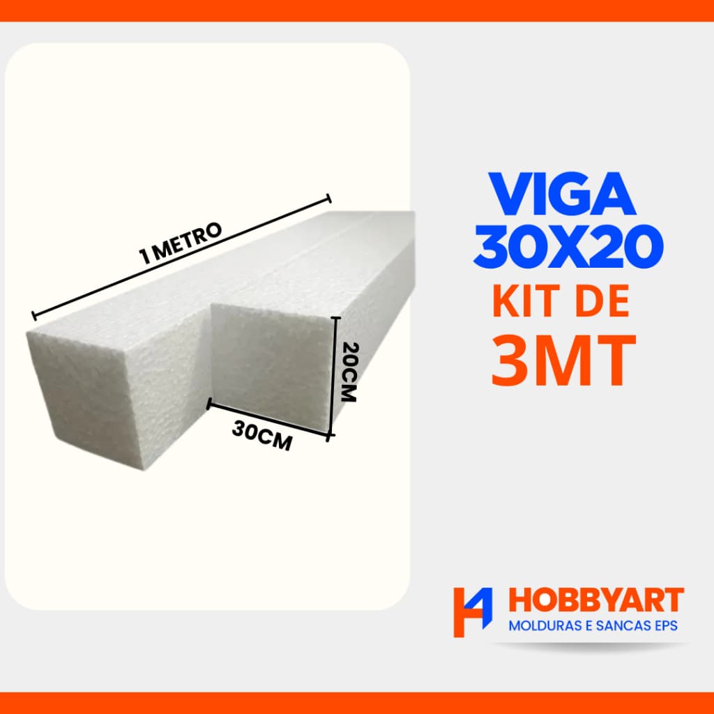 Moldura Externa Isopor 3 Metros 30x20 Fachada Viga Coluna Beiral