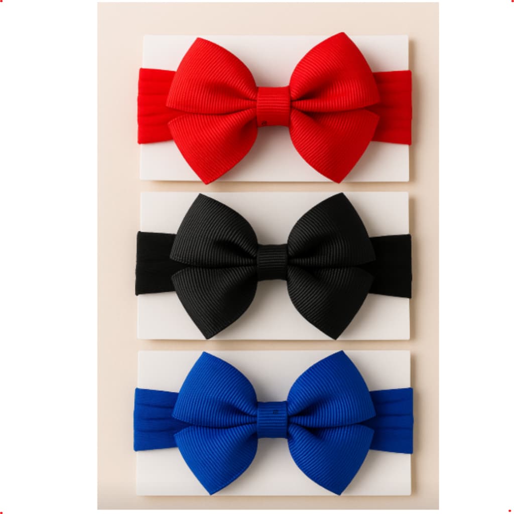 Kit Laço tiara faixinha turbante infantil bebê mesversário -3 unidades