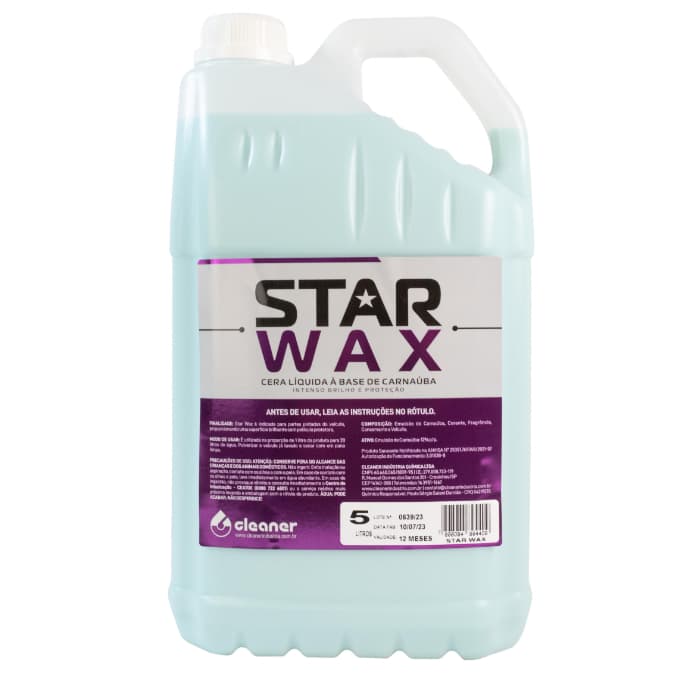 Cera Líquida Automotiva à Base de Carnaúba Intenso Brilho e Proteção Star Wax 5 Litros - Cleaner