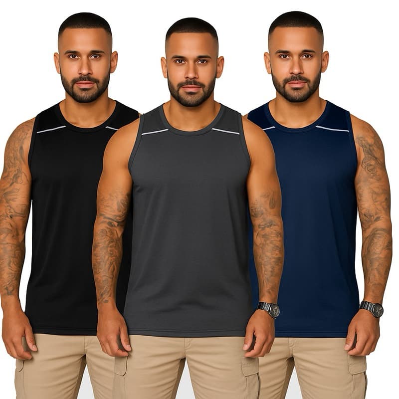 Kit 3 Camiseta Regata Dry Fit Cross Fit Caminhada Academia Treino