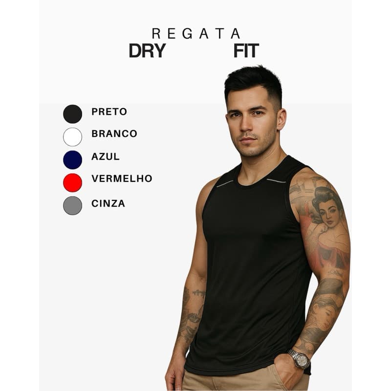 Camisa Regata Dry Fit Masculino Esportiva Treino Corrida Verão
