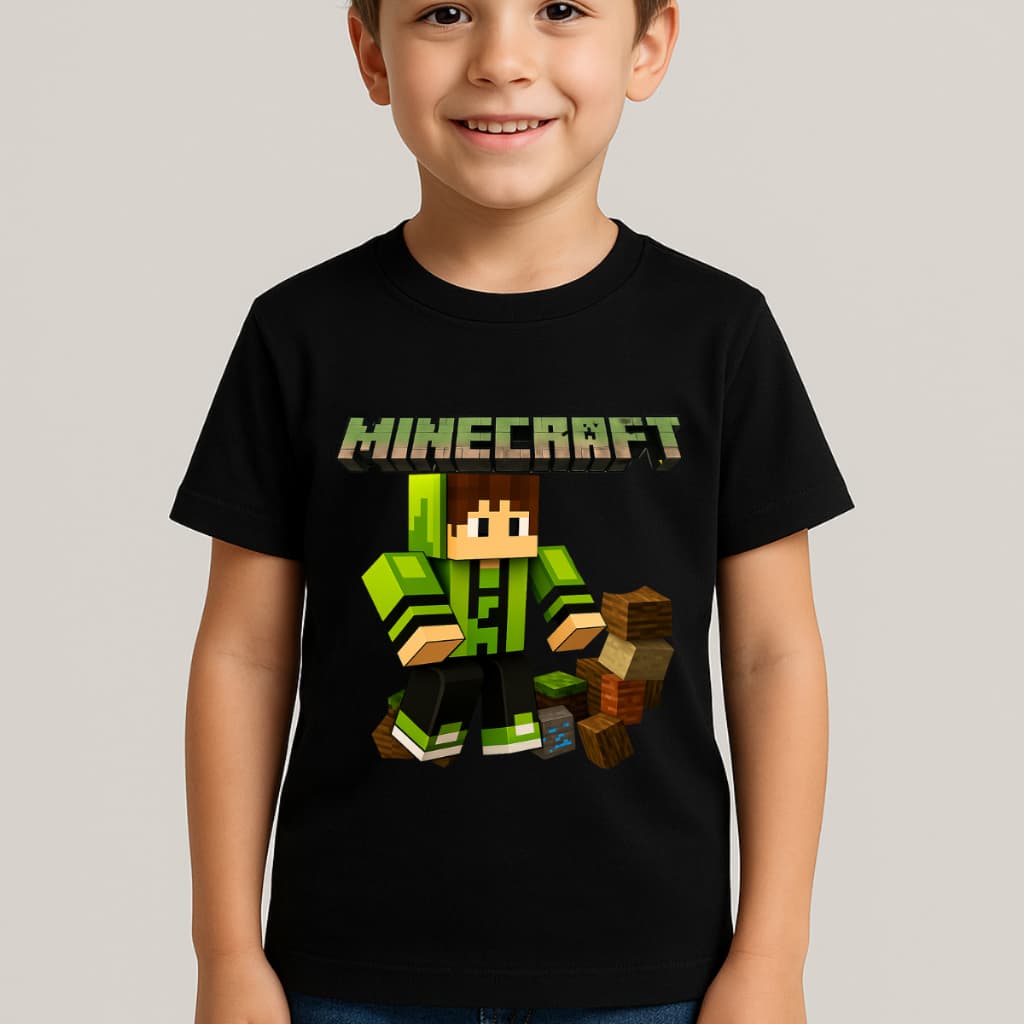 Camiseta Infantil Algodão Premium Menino Gamer Blocos Criativos Conforto e Estilo Tamanhos 2 ao 16