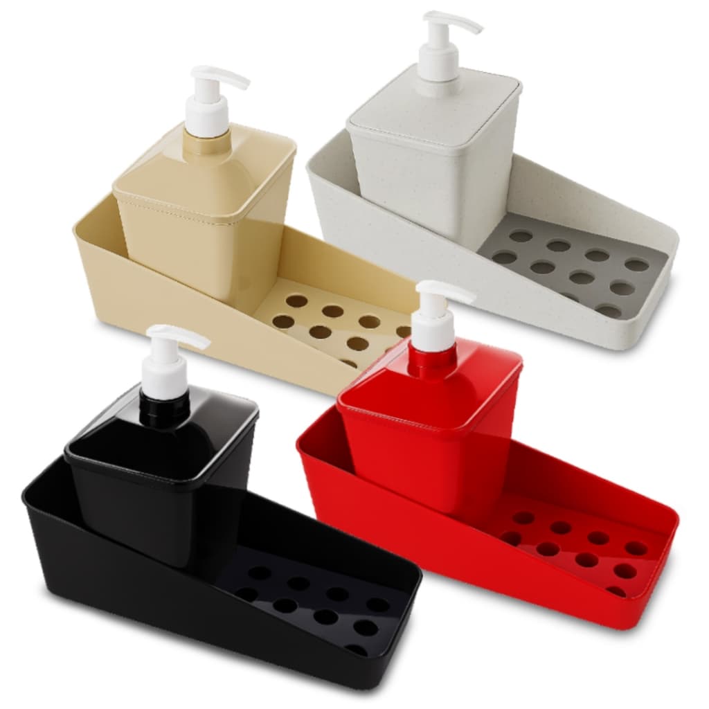 Conjunto Porta Detergente Sabão Líquido Com Suporte Plasútil