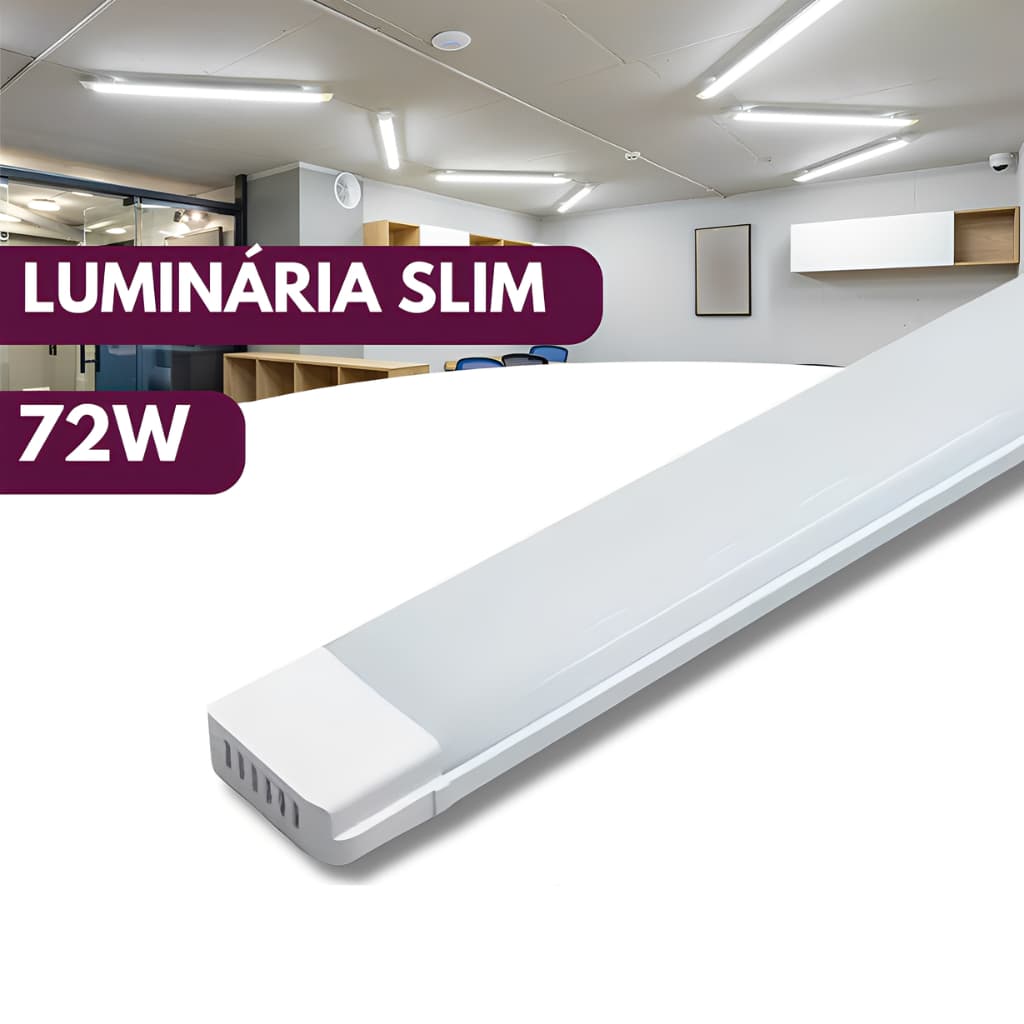 Luminária Tubular Led Slim 72w 120cm 6500k Branco Frio Bivolt 110v/220v