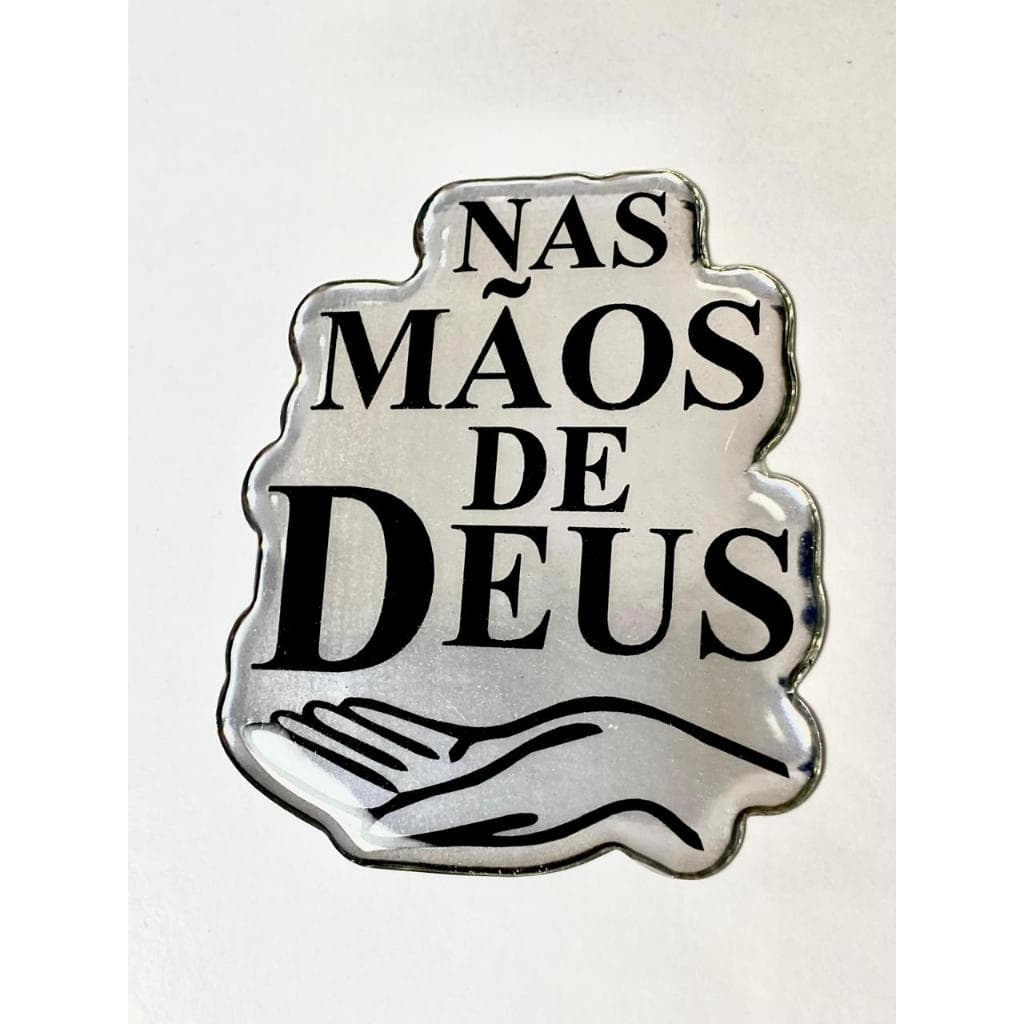 Adesivo Resinado Nas mãos de Deus Cromado Gospel