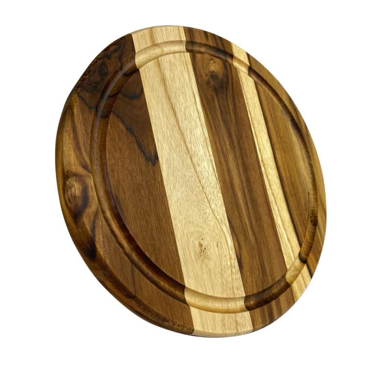 Kit 10 Tábuas de hambúrguer Madeira Teca 19cm