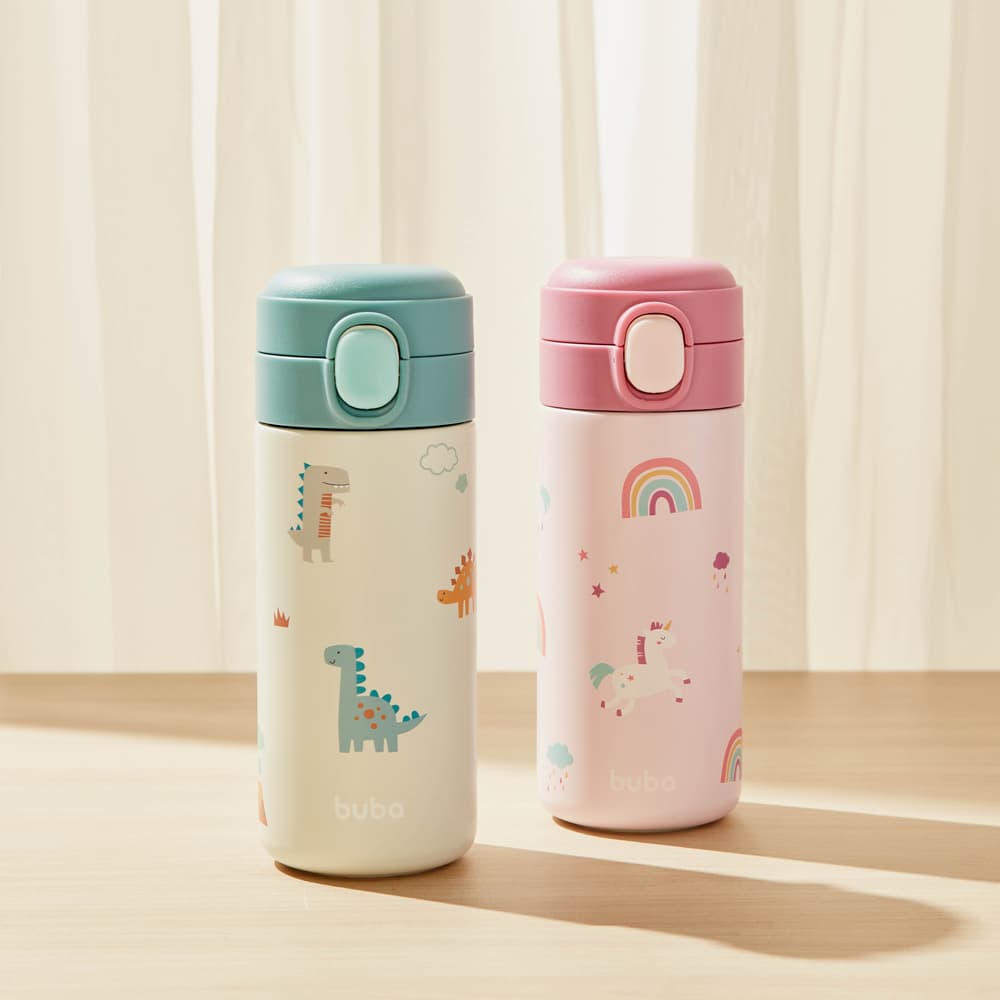 Copo Térmico Buba Parede Dupla Magic 320ml - garrafa c/canudo