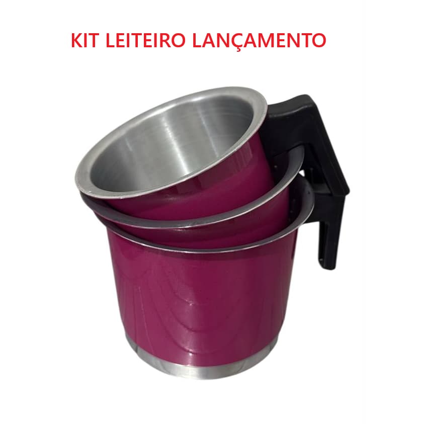Kit Leiteiro PREMIUM: 3 peças Rosa Magenta – Beleza, Praticidade e Segurança para sua Cozinha!