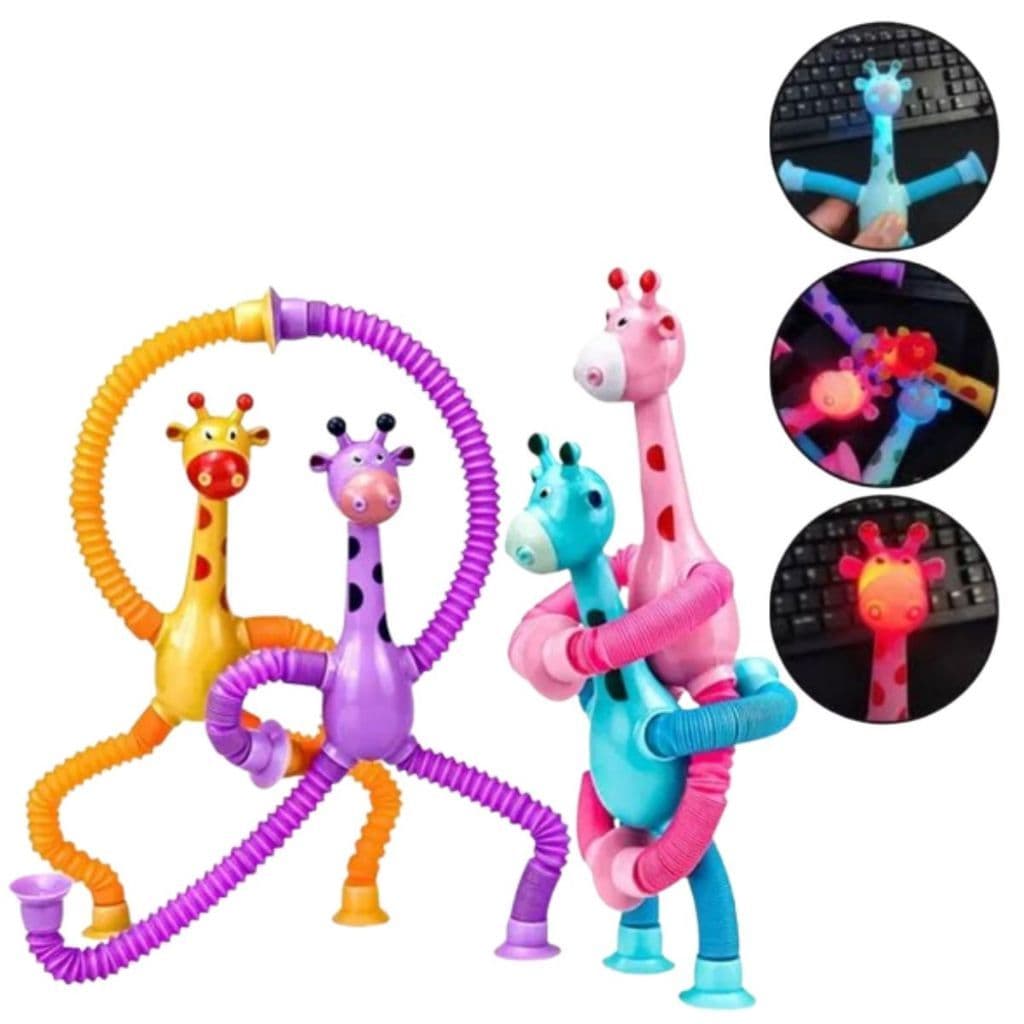 Girafa Pop Brinquedo Infantil Estica E Gruda Com Ventosa Led luz