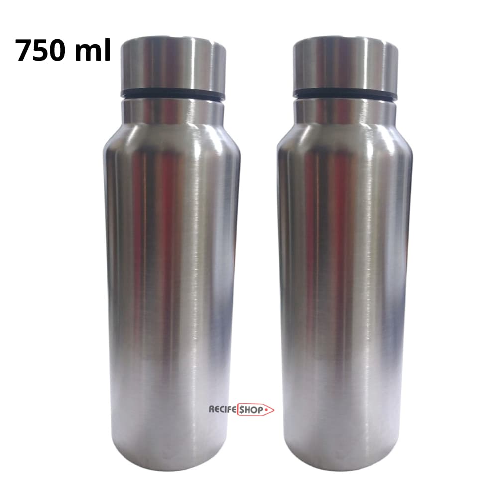Kit 2 Garrafas de Inox 750ml - Para Academia, Esportes e Dia a Dia