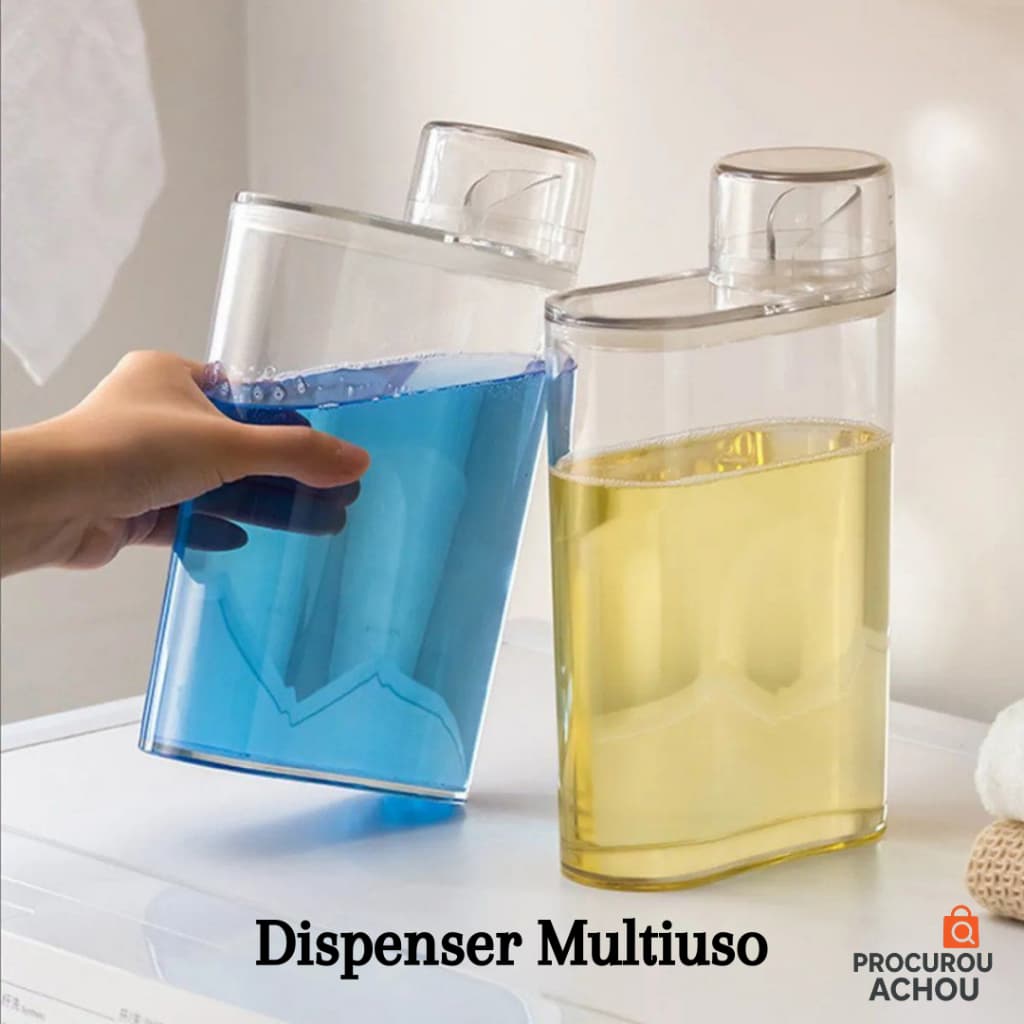Pote Hermético Com Copo Medidor Dispenser Organizador Dosador Multiuso Porta Mantimentos 2L 1,2L