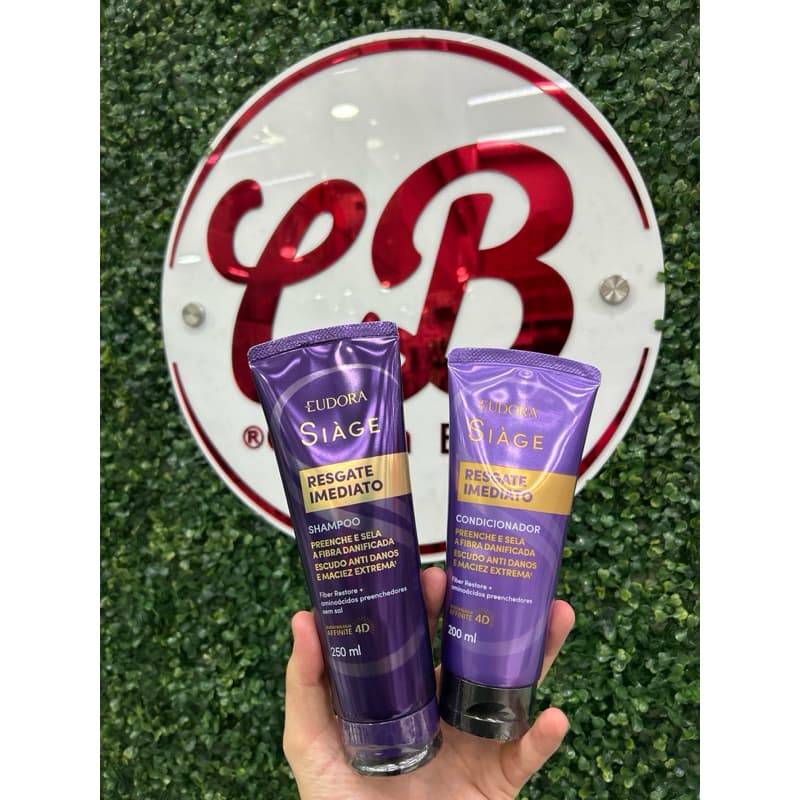 Combo Siàge Resgate Imediato: Shampoo 250ML + Condicionador 200ML - EUDORA SIAGE.