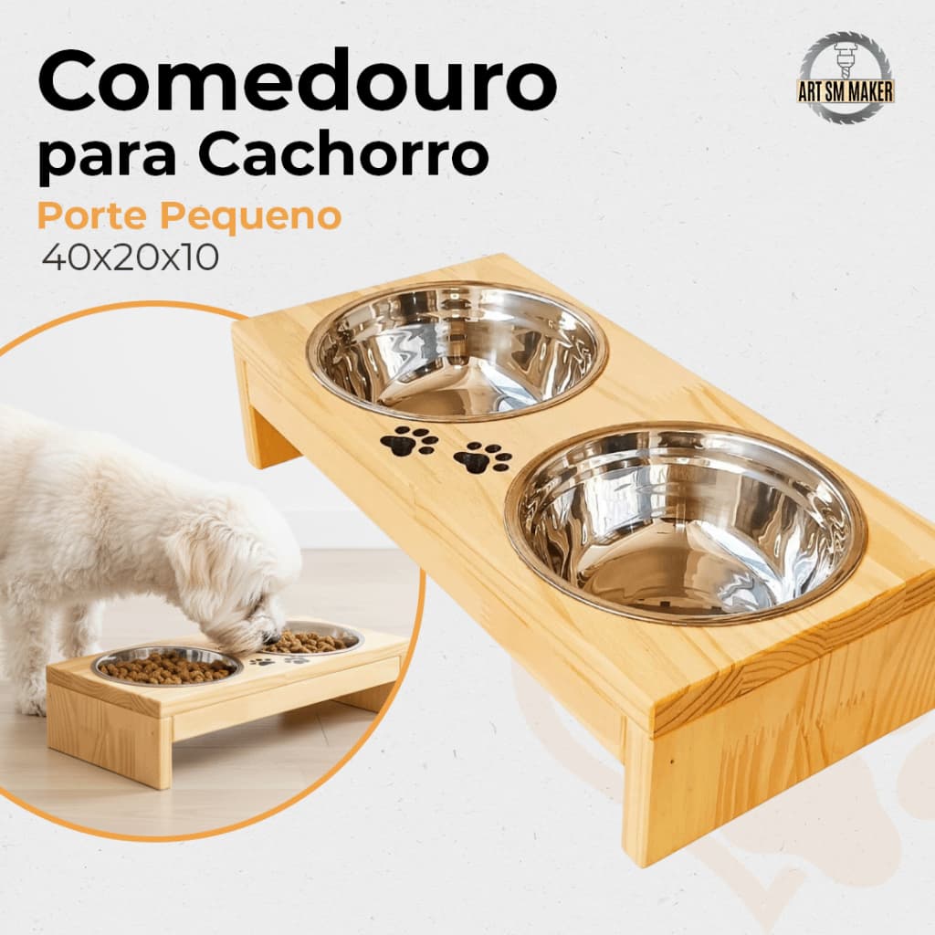 Comedouro Pequeno Duplo Elevado 800ml