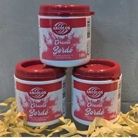 Corante Bordô Em Pó 100g Arcolor - Maçã do amor, bolos e outros