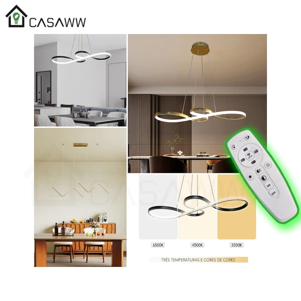 Pendente Clave Luminária De Teto Musical Preto Dourado Lustre Minimalista NN Raio Moderno LED 3 EM 1