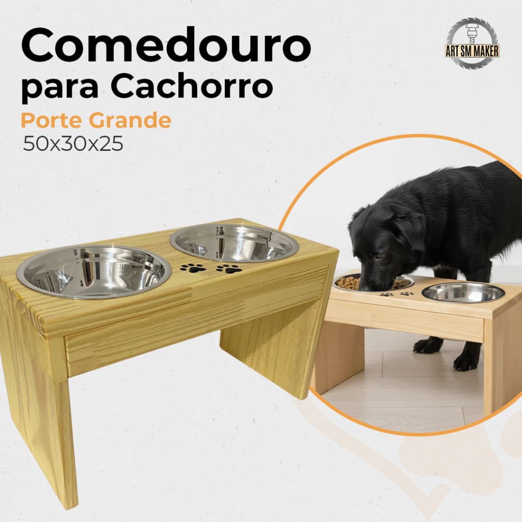 Comedouro Grande Duplo Elevado 30cm