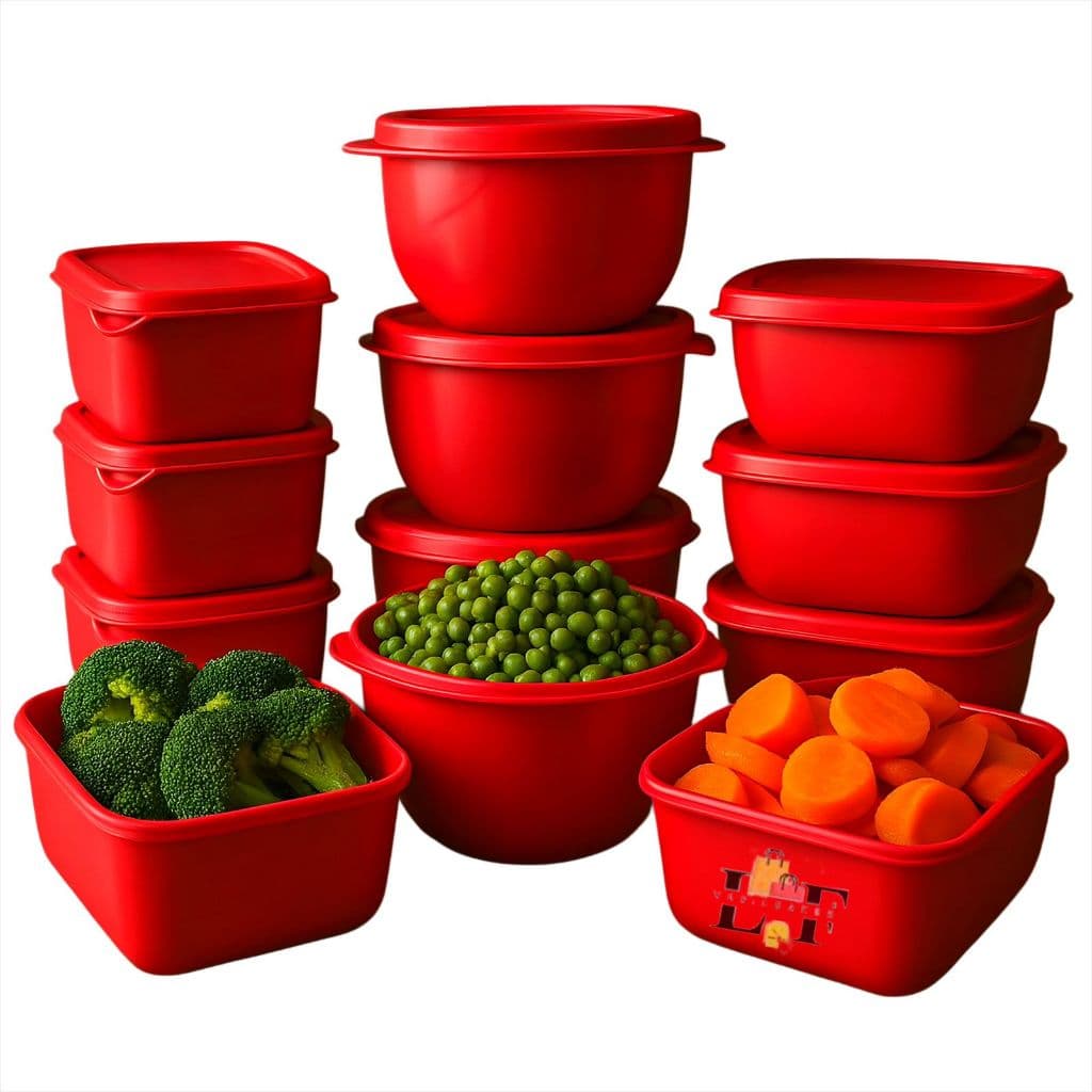Kit Conjunto jogo de potes 12 POTES organizador plastico vasilhas marmita potes e tigelas