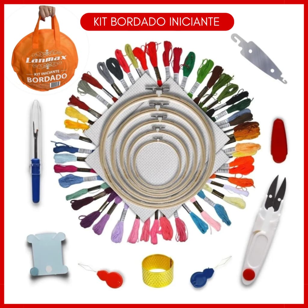 KIT BORDADO COMPLETO INICIANTE PONTO CRUZ + BOLSA BAG