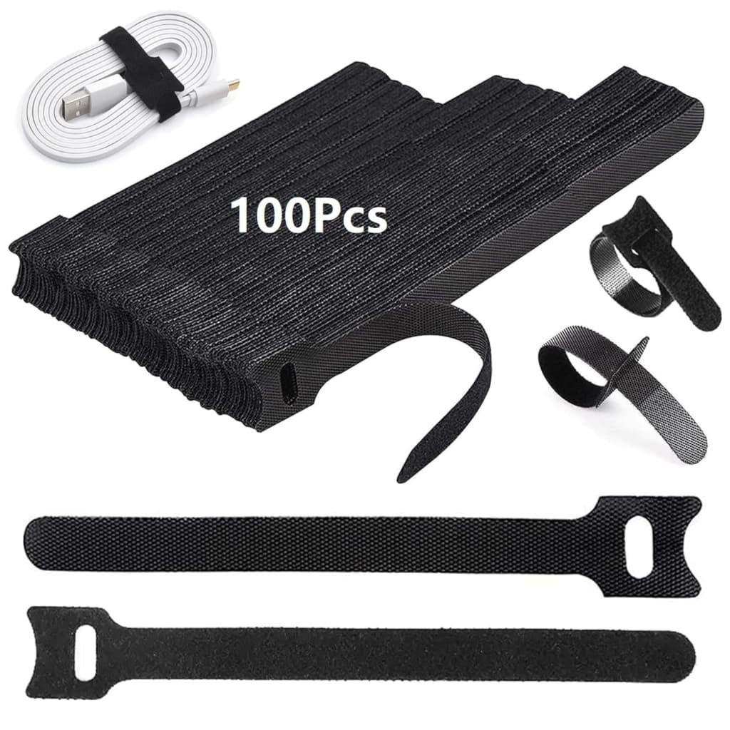Abraçadeira Organizador de Cabos e Fios 15cm Preta Reutilizável Presilha Fixador USB Chicote 100 Uni
