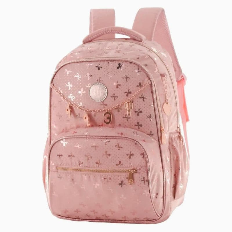 Mochila Feminina Escolar Juvenil Grande Holográfica Lacinho Reforçada 8210