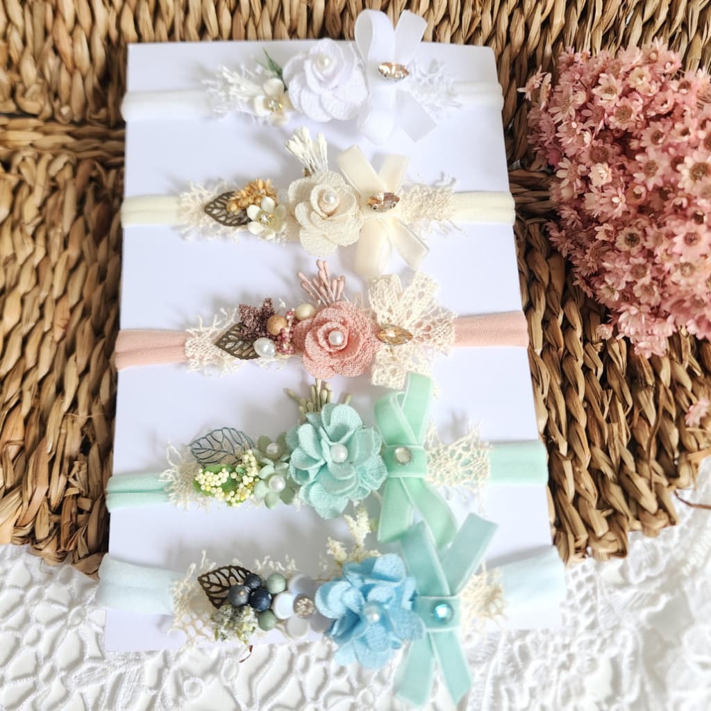 Tiara flores  Bebê Faixinha Maternidade rosa ,bege, vermelho laço Batizado jardim encantado newborn