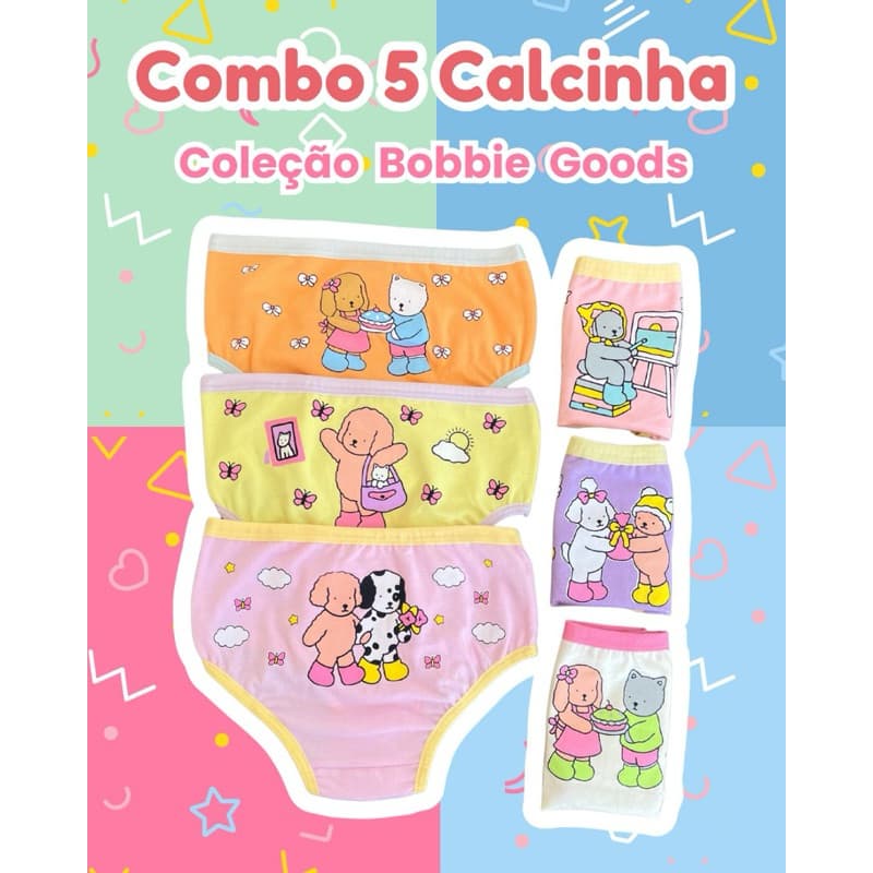 Kit 5 ou 10 Calcinhas Infantis Menina Algodão Estampadas Sortidas antialérgicas Confortáveis com Forro”