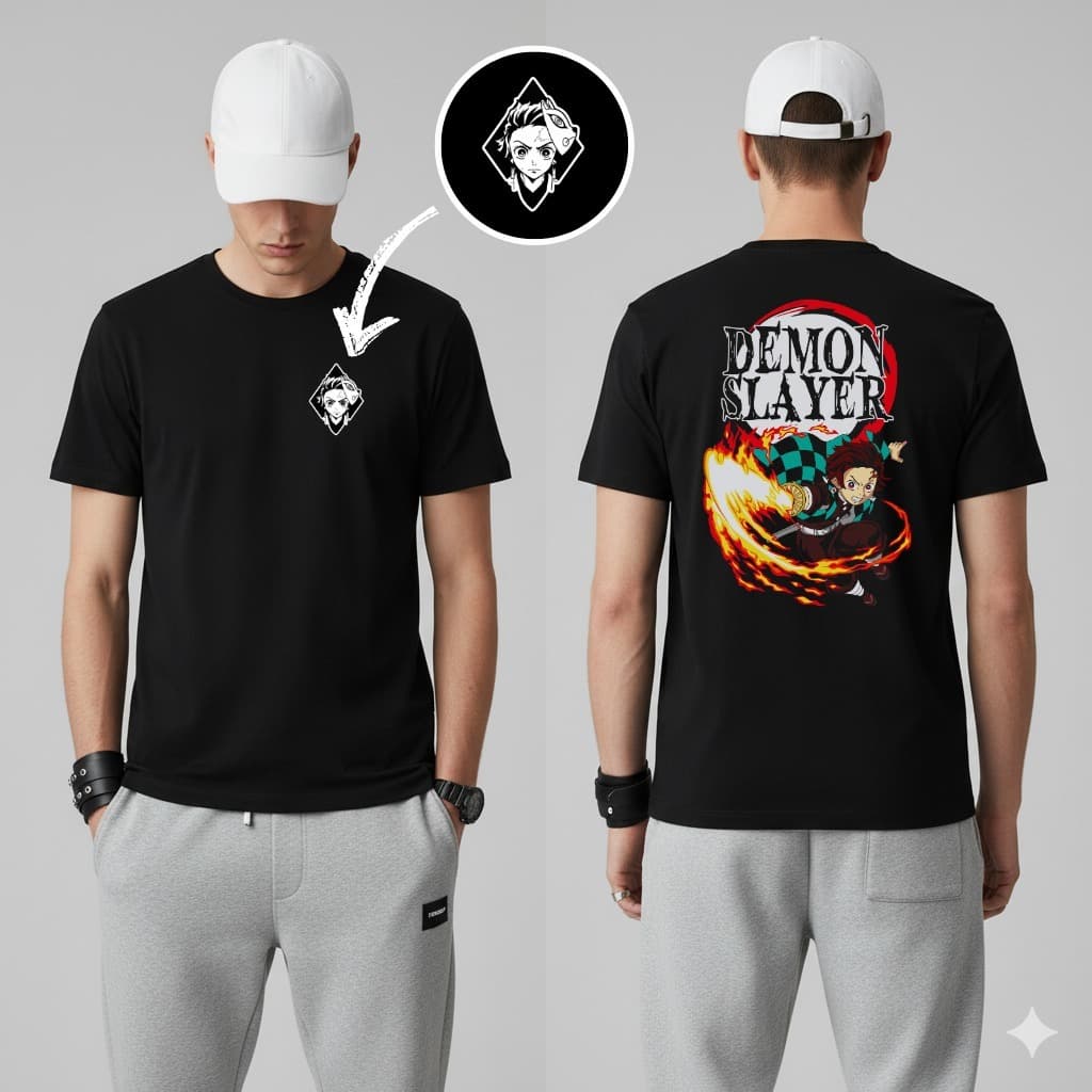 Camiseta Estampada Masculina Moda Anime Demon Slayer Dtf Algodão Qualidade Envio Rápido