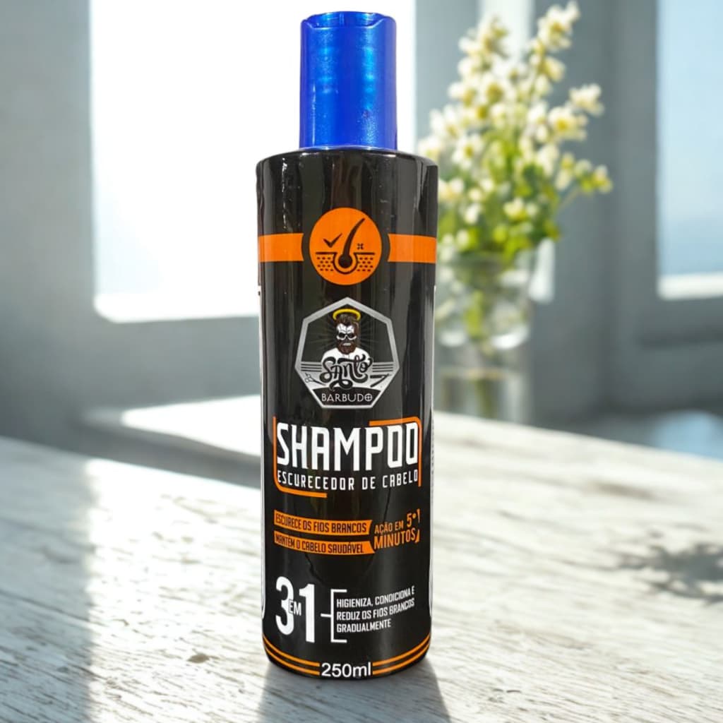 Shampoos Escurecedores SANTO BARBUDO 250ml - Reduz Fios Brancos .