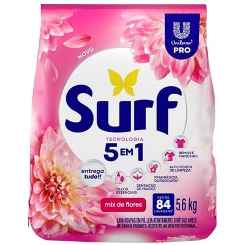 Sabão em Pó Surf 5,6 kg Flor de Lis 5em1 Lava Roupas