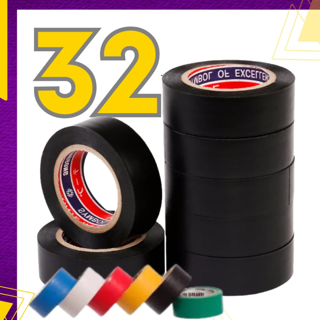Kit 3 a 32 un - Fita Isolante AntiChama Preto Vermelho Azul Amarelo Verde Branco Fio Isolamento