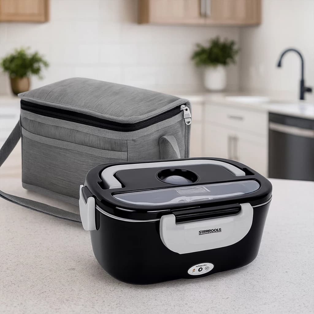 Kit Marmiteira Elétrica 1,5L Bivolt Portátil Bolsa Térmica Refeição Almoço Trabalho Academia Viagem