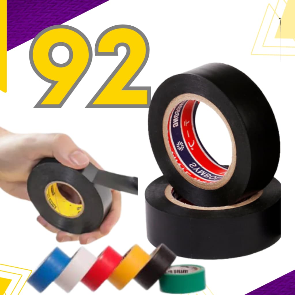 Kit 92 ou 32 un - Fita Isolante AntiChama PVC Preto Vermelho Azul Amarelo Verde Branco