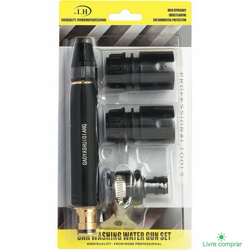 KIT3 Bico de mangueira multijato com engate rápido para jardim e carro