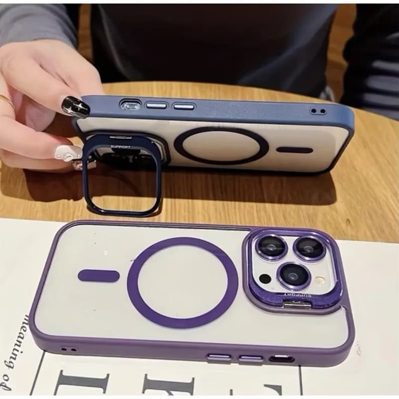 Case Premium Magsafe Suporte Câmera Brinde Película Câmera iPhone 16 Pro Max 11 12 13 14 15